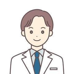 白衣の男性のイラスト（肌の色あり）
