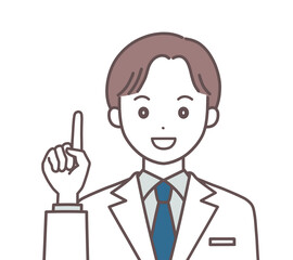 説明する白衣の男性のイラスト