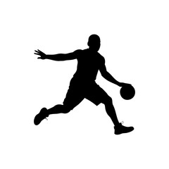 Basketball Player Silhouette Isolated on Transparent Background