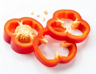 Sliced red sweet bell pepper isolated on white background