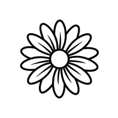 Simple Daisy Flower Outline Illustration Black and White Floral Design Isolated on White Background