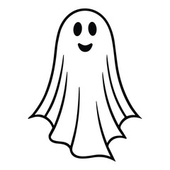Scary halloween ghost vector illustration of a funny cartoon ghost character, a spooky icon for halloween design