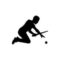 Billiards Player Silhouette Isolated on Transparent Background