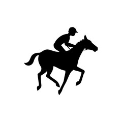 Horse Racing Jockey Silhouette Isolated on Transparent Background