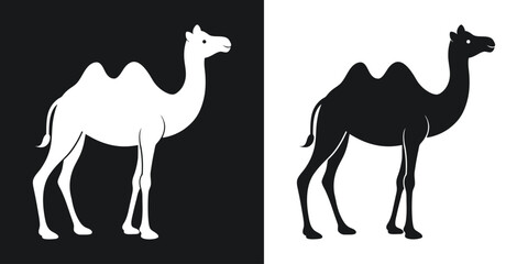 Silhouette of a camel in black and white showing reversal of positive and negative space