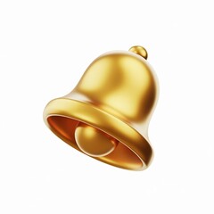 Shiny golden bell isolated on white background notification reminder alert symbol
