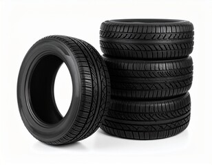 Stack of new tires brand new tires isolated on white background