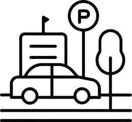 parking lot outline icon on transparent background 