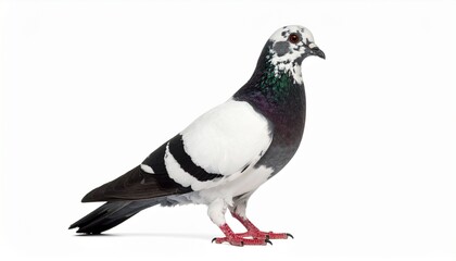 Fototapeta premium Standing pigeon bird isolated on white background