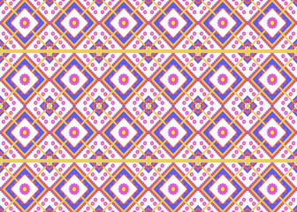 Seamless geometric wallpaper with vintage Thai floral elements