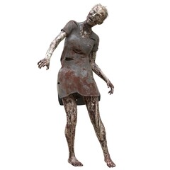 Zombie girl isolated white background 3d illustration