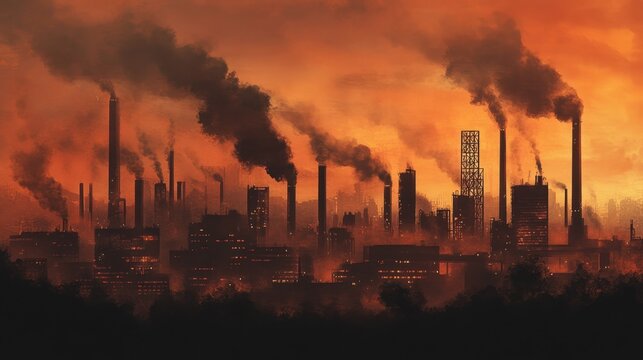 Distant view of a large-scale factory with long pipelines and multiple processing units