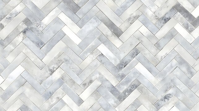 Gray and white herringbone patterned tile