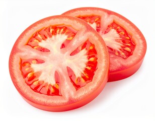 Tomato slices isolated white background 