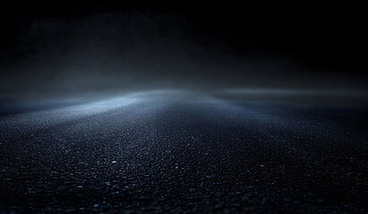3D Rendering abstract dark night creative blurry outdoor asphalt on black background.