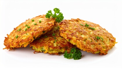 Vegetable potato pancakes isolated on white background 