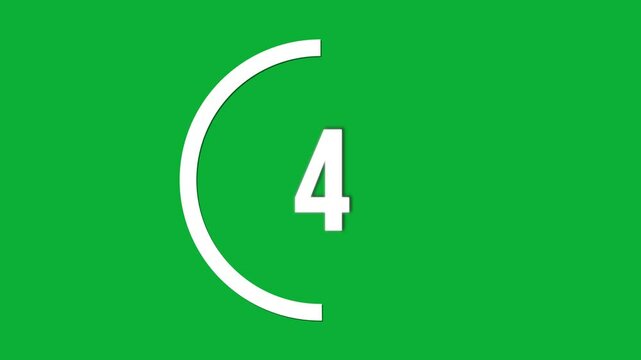 10 to 1 countdown on circle animation on green screen, motion element for beginning the podcast or video