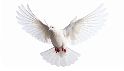 White jacobin pigeon standing isolated on white background