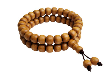 Wooden Bead Mala Bracelet A Detailed CloseUp