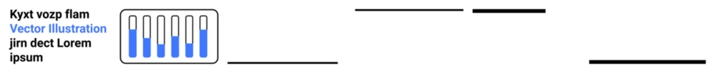 Horizontal progress bar with blue levels, minimal text placements, aligned design elements. Ideal for data analysis, technology interface, software updates, user guidance, progress tracking, app UI