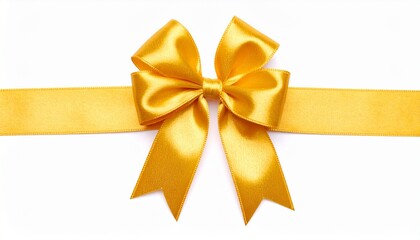 Fototapeta premium Yellow satin ribbon bow isolated on white background 