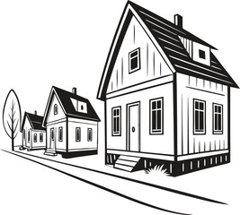 Sketch vector illustration of a residential house with a roof and window, ideal for real estate design or