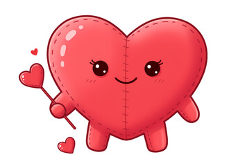 A Stitched Heart A Charming Valentines Day Character Illustration