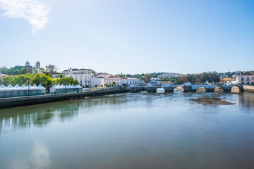 Landscape of the city of Tavira with Gilão river and Ancient (Roman) bridge, PORTUGAL