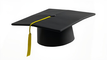 3D Icon Ai Artwork Black Graduation Cap with Yellow Tassel