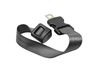 Closeup View of a Black Nylon Luggage Strap with Plastic Buckle