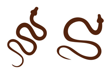 Black silhouette of a coiled snake with an upright head and curved tail, symbolizing danger and venomous creatures. snake icon vector glyph style design. Snake , logo. Snake icons set in black fiiled.