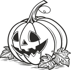 Here's your sentence:

Spooky Halloween pumpkin illustration with bats, perfect for autumn season horror decorations