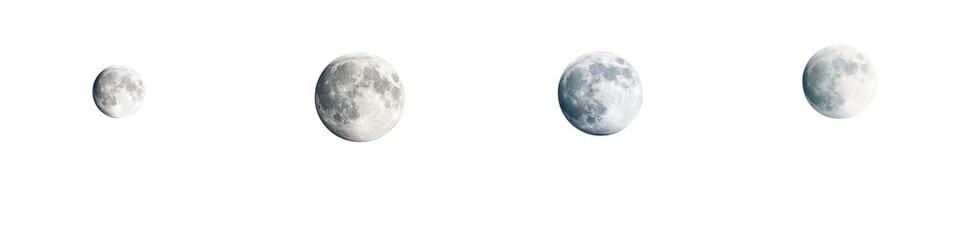 Obraz premium Lunar phases showcasing the moon's changing appearance, with a clear depiction of new, waxing, full, and waning moons in a serene, atmospheric setting