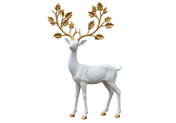 White Deer Sculpture with Gold Accents