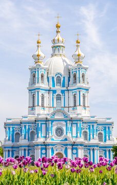 Smolny Resurrection of Christ Cathedral in St. Petersburg. Russia