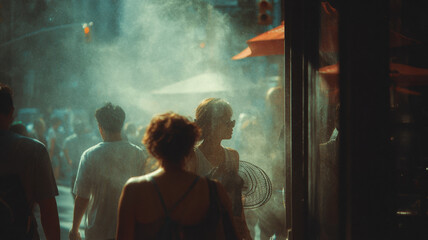 People Heat Haze Hot Summer Day Extreme Temperature Thermal Distortion Urban Heat Wave Sweltering Weather