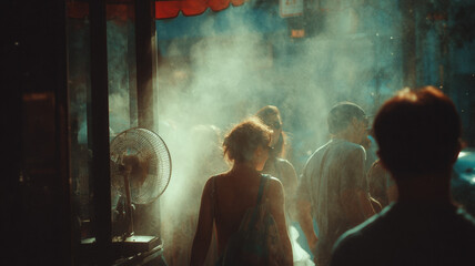 People Heat Haze Hot Summer Day Extreme Temperature Thermal Distortion Urban Heat Wave Sweltering Weather