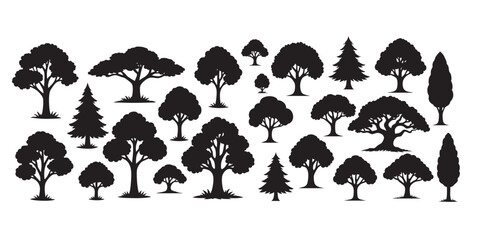 Naklejka premium tree silhouette set vector illustration