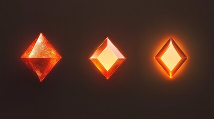 Obraz premium Glowing fiery diamond shapes on dark background