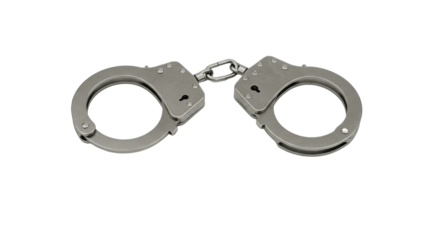 Metal Handcuffs Isolated on Transparent PNG Handcuffs, handcuffs, metal, steel, shiny, silver, justice, law, crime, police, 