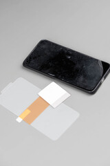 Broken Smartphone with Replacement Screen – Mobile Phone Repair Concept