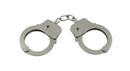 Metal Handcuffs Isolated on Transparent PNG Handcuffs, handcuffs, metal, steel, shiny, silver, justice, law, crime, police, 