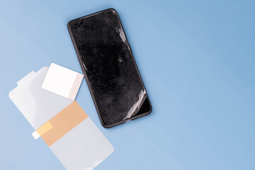 Broken Smartphone with Replacement Screen – Mobile Phone Repair Concept