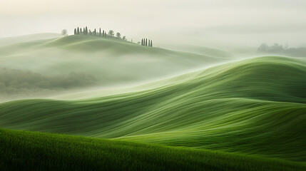 Green Hill Enveloped in Mist, Textarea 