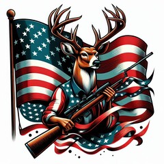animals holding american flag