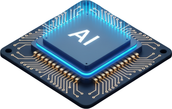 Advanced AI Processor Chip Futuristic Technology Artificial Intelligence Microchip Circuit Board