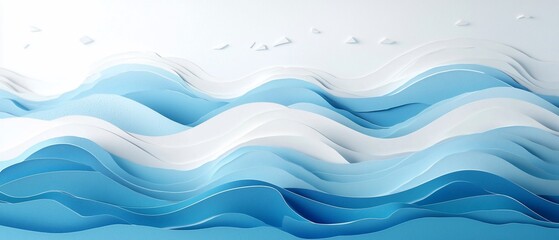 Fototapeta premium Abstract serene seascape composition with smooth light blue and white layers