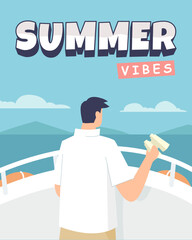 a man watching the sea in the cruise ship