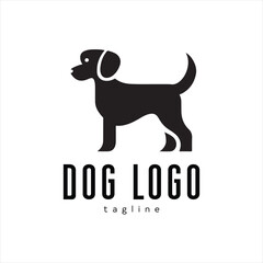 A dog logo design icon flat and silhouette style vector minimal art illustration on a white background

