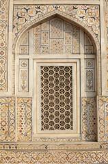 Decorations of Itmad-Ud-Daulah's Tomb, also known as Baby Taj Mahal, Agra, India